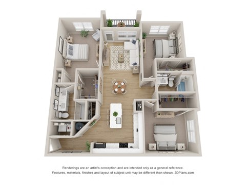 Floor plan for 3 beds, 2 baths, 1473 sqft